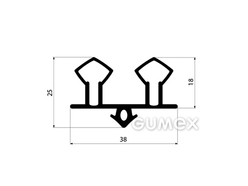 Geformtes Gummiprofil mit 3 Löchern, 25x38mm, 60°ShA, EPDM, -40°C/+100°C, schwarz, 